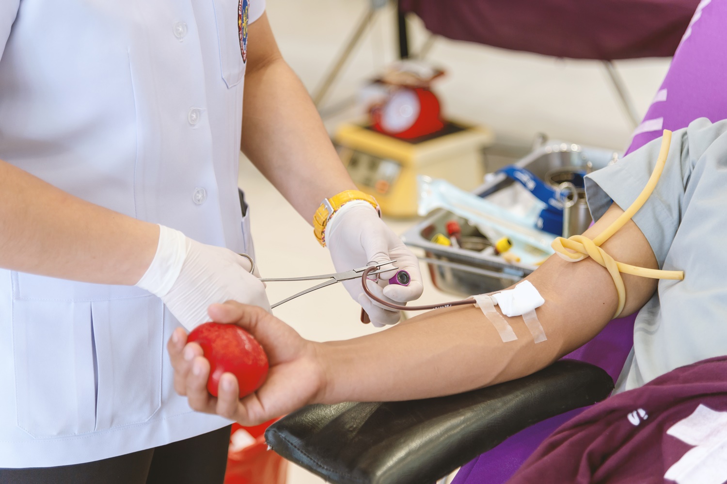 blood donation picture with soft-focus and over light in the background